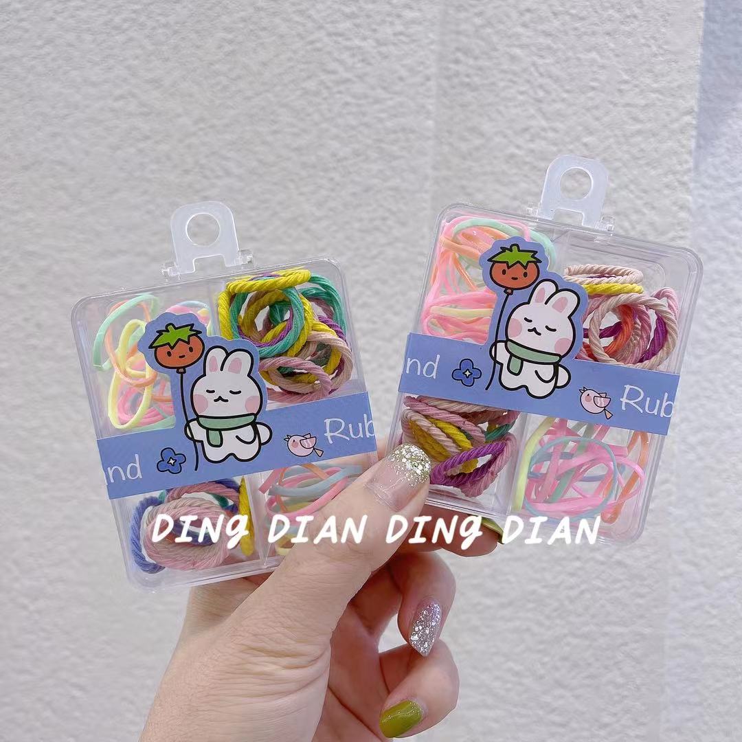 Dingdian No.1 Store Children's candy-colored acrylic box mini towel ring set Hair ring and hair accessory A20961 Item Picture