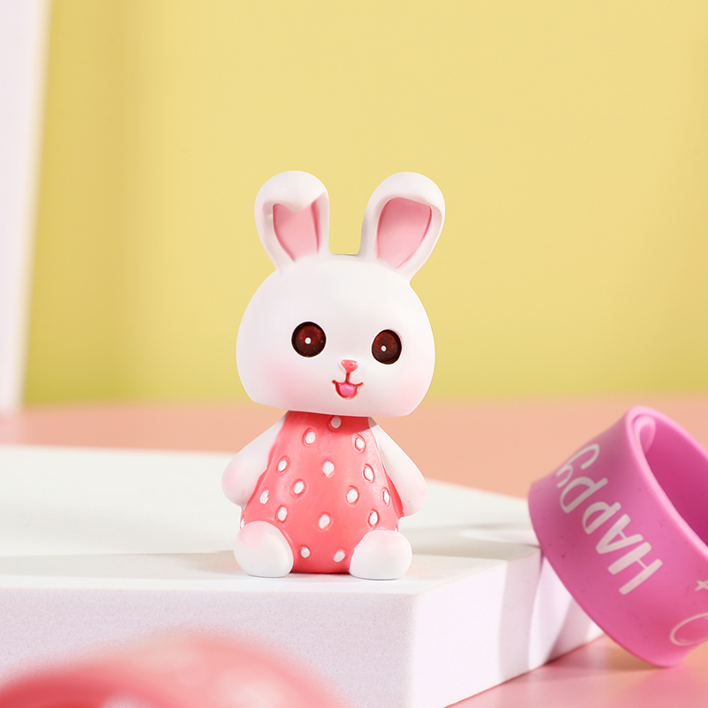 New color spring rabbit resin handicraft display for the Year of the Rabbit 2023, a small gift for children, a cute table cake display piece Specification image