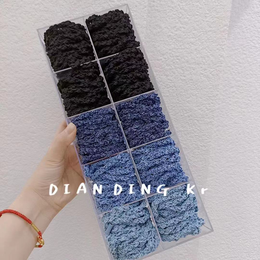 Dingdian No.1 Store Children's candy-colored acrylic box set Basic retro denim hair band and hair accessory A00003 Specification image