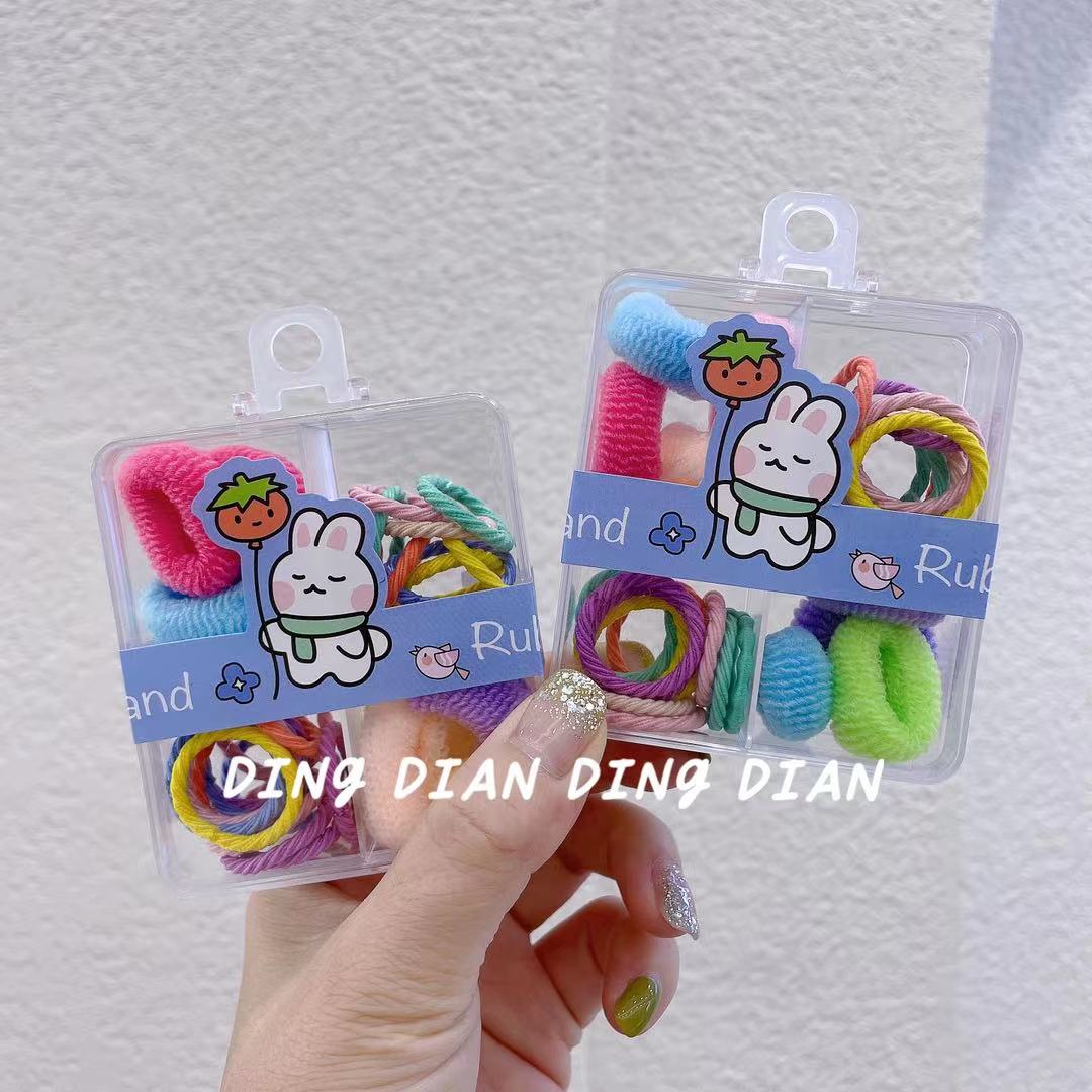 Dingdian No.1 Store Children's candy-colored acrylic box mini towel ring set Hair ring and hair accessory A20961 Specification image