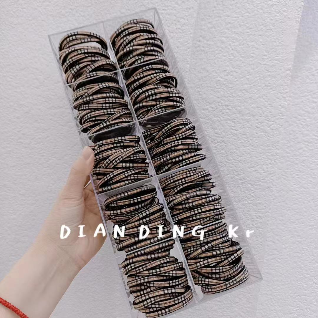Dingdian No.1 Store's fashionable checkered leopard print simple double or single basic Korean style hair band and rubber band headwear A00002 details Picture