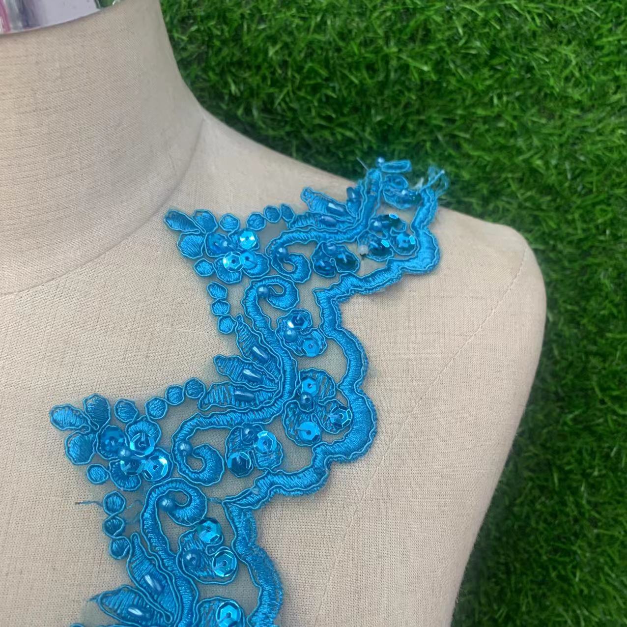 Hand-stitched beaded lace for wedding dresses Specification image