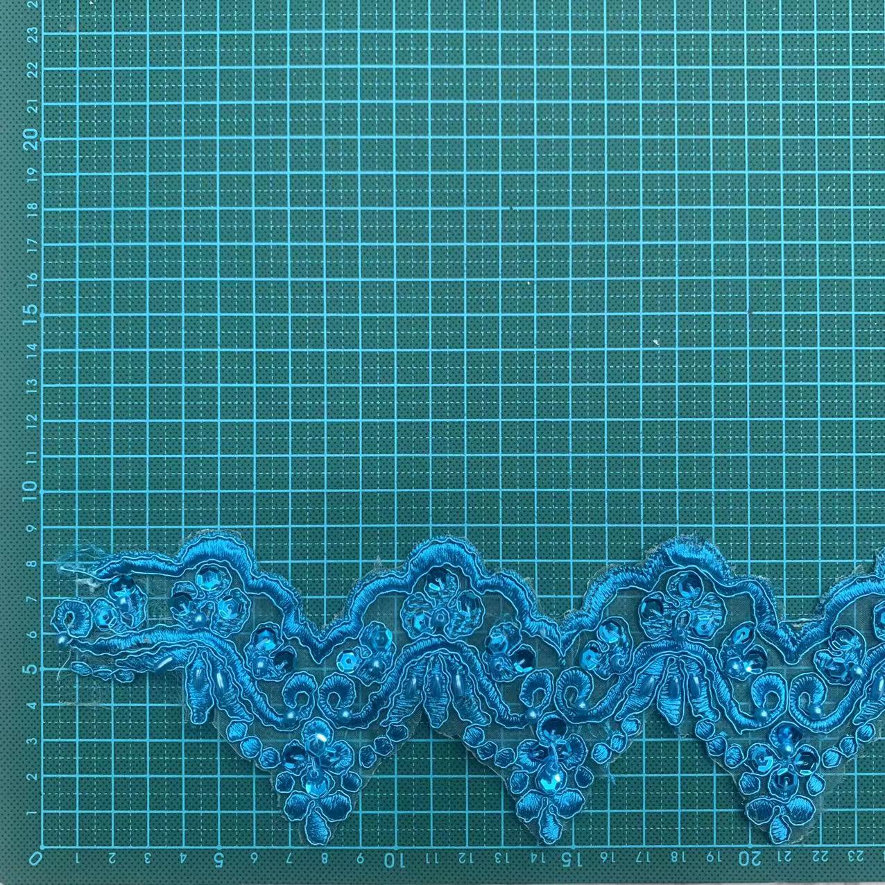 Hand-stitched beaded lace for wedding dresses details Picture