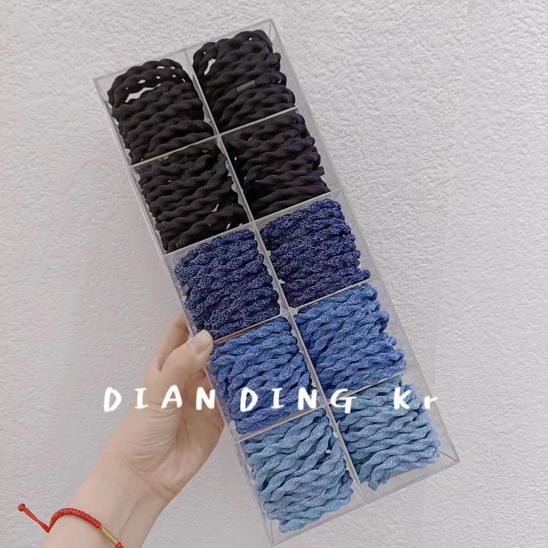 Dingdian No.1 Store Children's candy-colored acrylic box set Basic retro denim hair band and hair accessory A00003