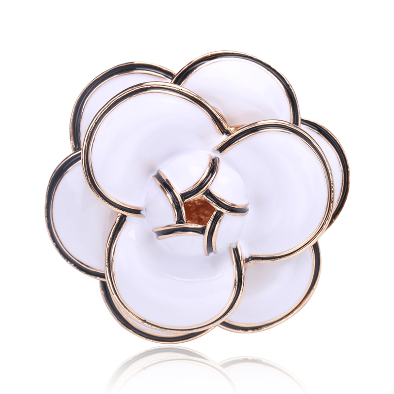 Factory direct sales of creative and light luxury Korean version new best-selling water diamond oil drip camellia brooch light luxury creative retro brooch simple and fashionable accessory pin in stock Item Picture