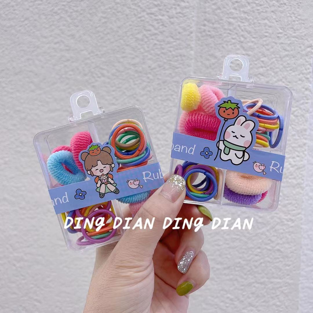 Dingdian No.1 Store Children's candy-colored acrylic box mini towel ring set Hair ring and hair accessory A20961 Application Scenario
