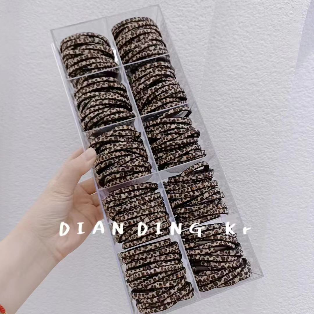 Dingdian No.1 Store's fashionable checkered leopard print simple double or single basic Korean style hair band and rubber band headwear A00002 Item Picture