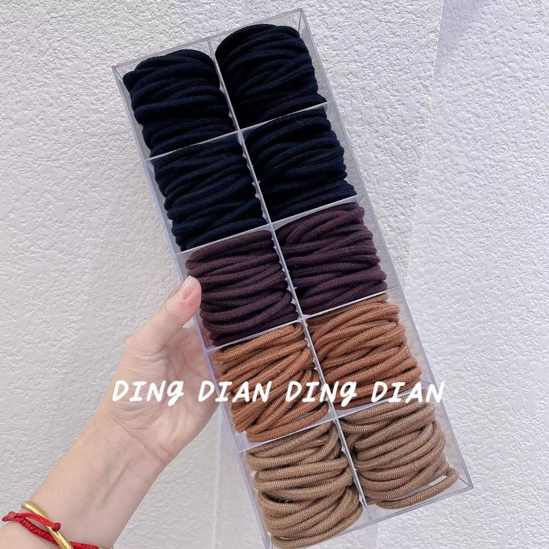 Dingdian No.1 Store's basic high-elasticity milk tea color winter plush versatile ponytail fashionable hair band A00003 Item Picture