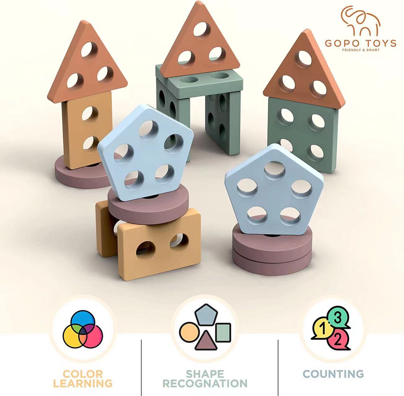 Amazon's best-selling children's educational toy development: Intellectual wooden sorting and stacking toys, Montessori toys Specification image