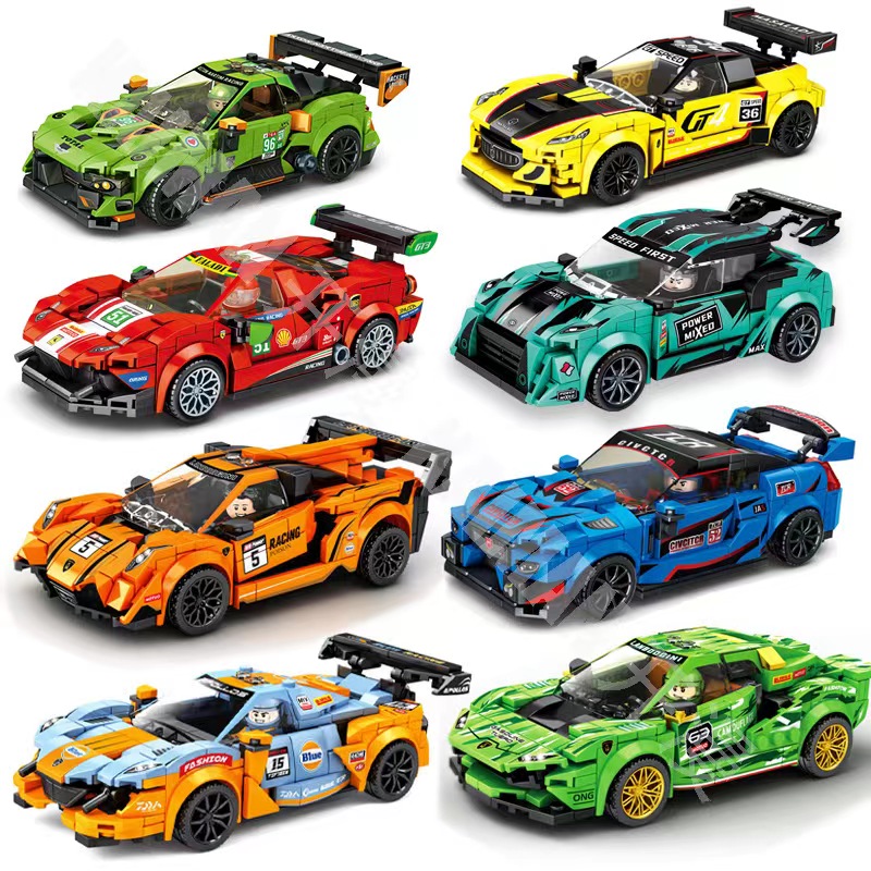 Compatible Lego building block racing cars, children's educational assembly small particle boys' cars, primary school students' toys wholesale details Picture