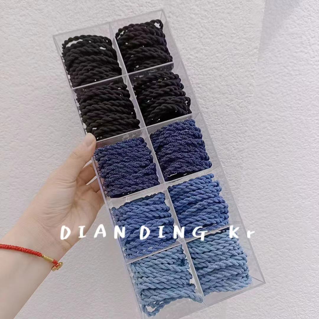 Dingdian No.1 Store Children's candy-colored acrylic box set Basic retro denim hair band and hair accessory A00003 Item Picture