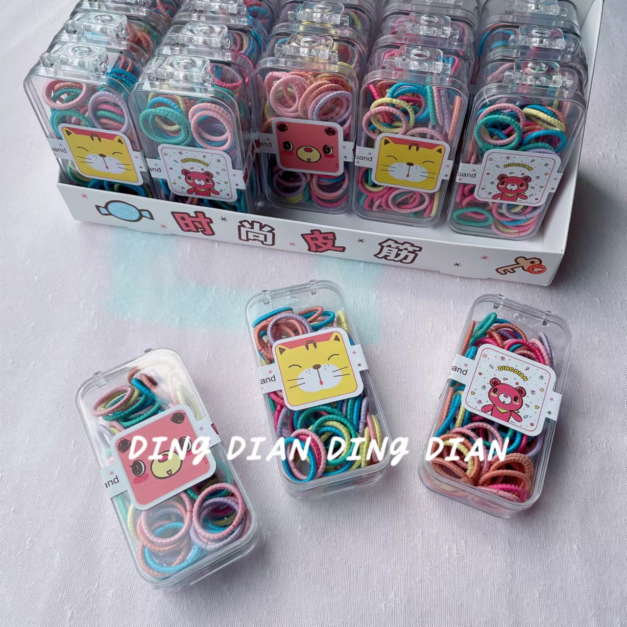 Dingdian No.1 Store's basic high-elasticity children's candy-colored small square box can be hung with a super value hair band and elastic band A20973