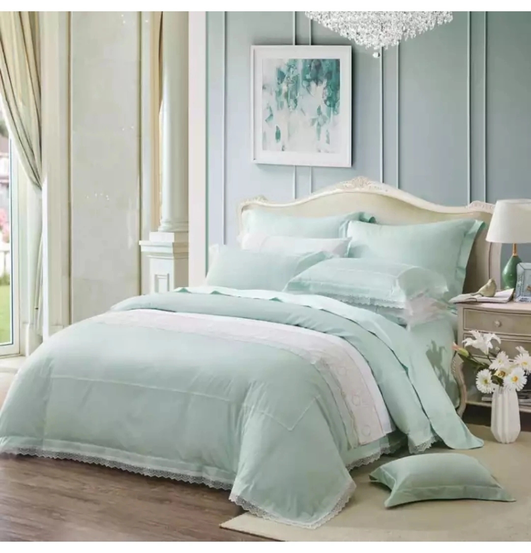 水洗棉四件套 全棉日式纯色简约酒店床上用品纯棉被套床单图