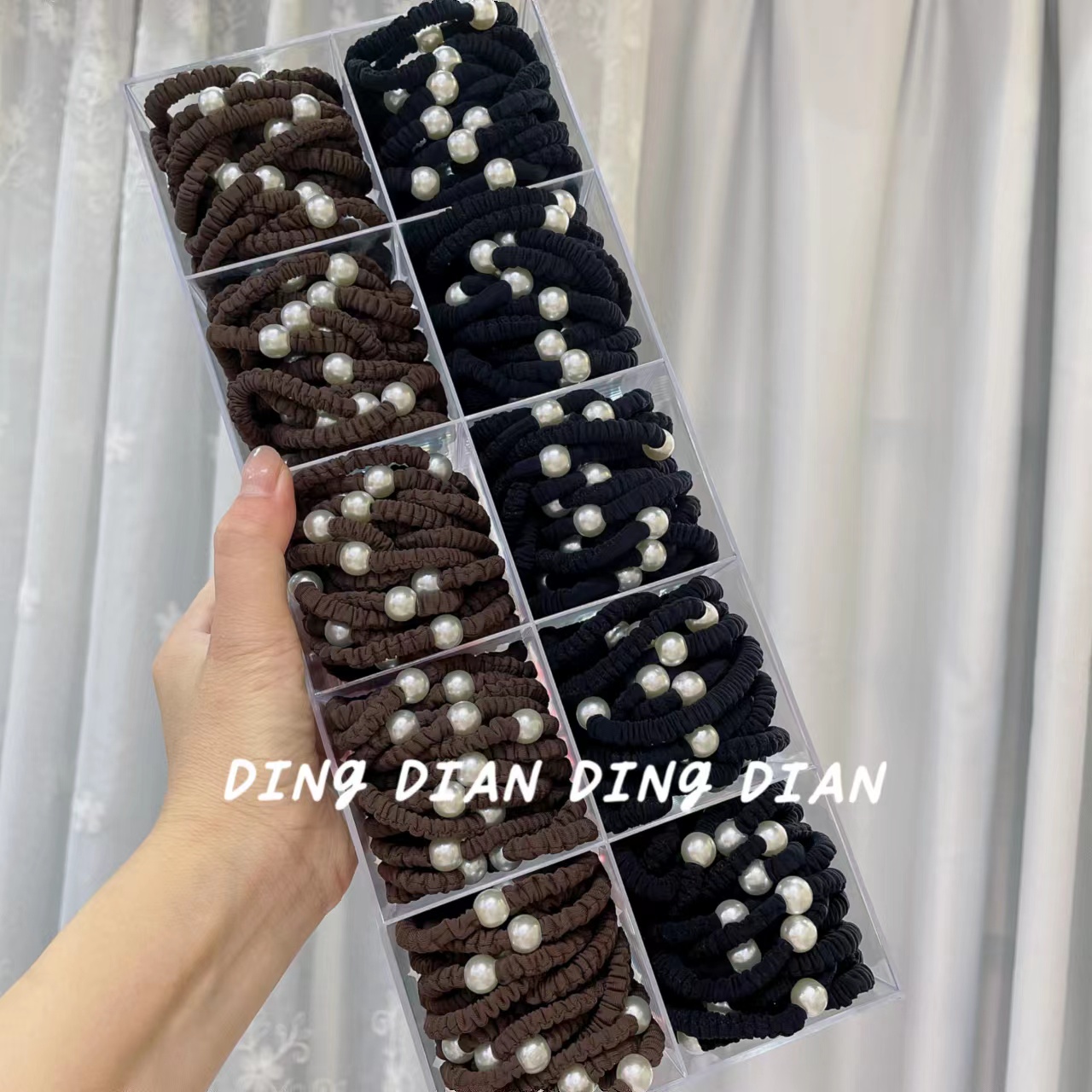 Dingdian No.1 Store offers basic high-elasticity small hand-nailed pearl cloth rings, hair bands and rubber bands B20307 Specification image