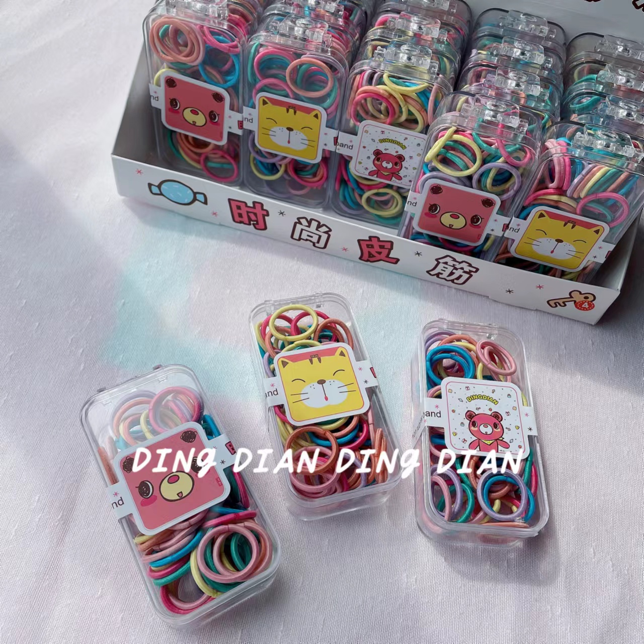 Dingdian No.1 Store's basic high-elasticity children's candy-colored small square box can be hung with a super value hair band and elastic band A20973 Item Picture