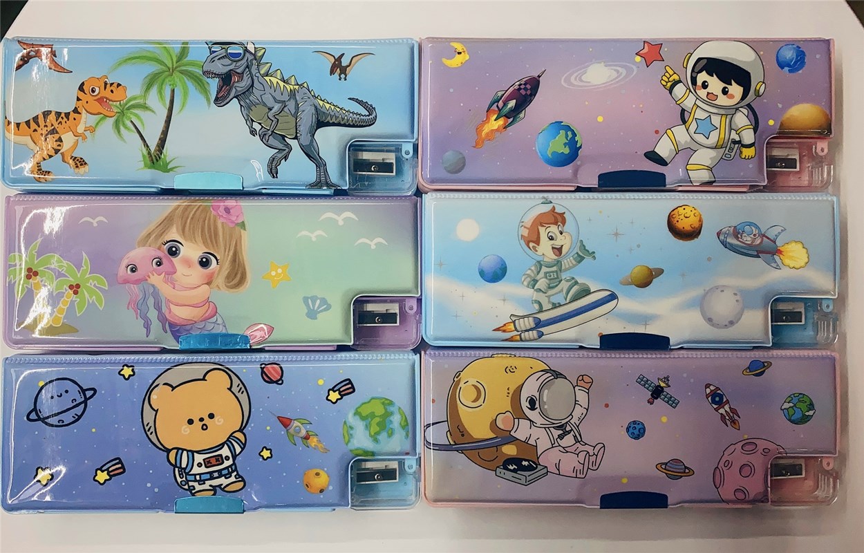 卡通双层文具盒塑料铅笔盒幼儿园笔盒