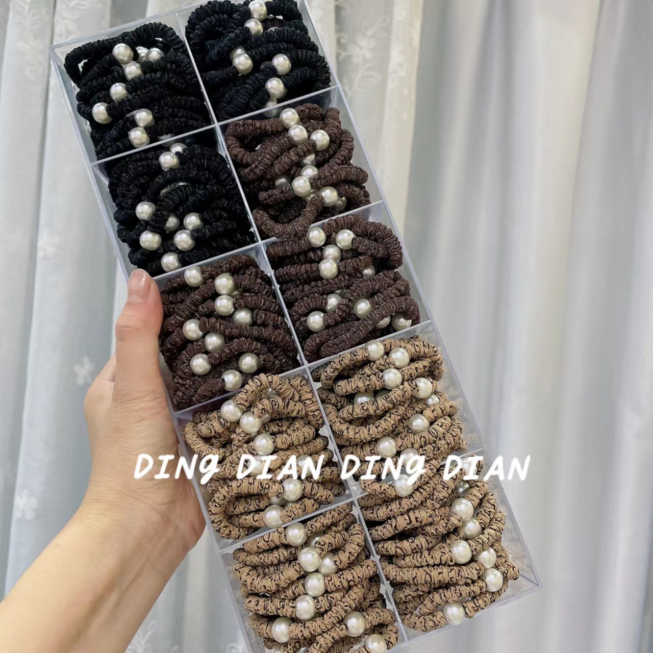 Dingdian No.1 Store offers basic high-elasticity small hand-nailed pearl cloth rings, hair bands and rubber bands B20307