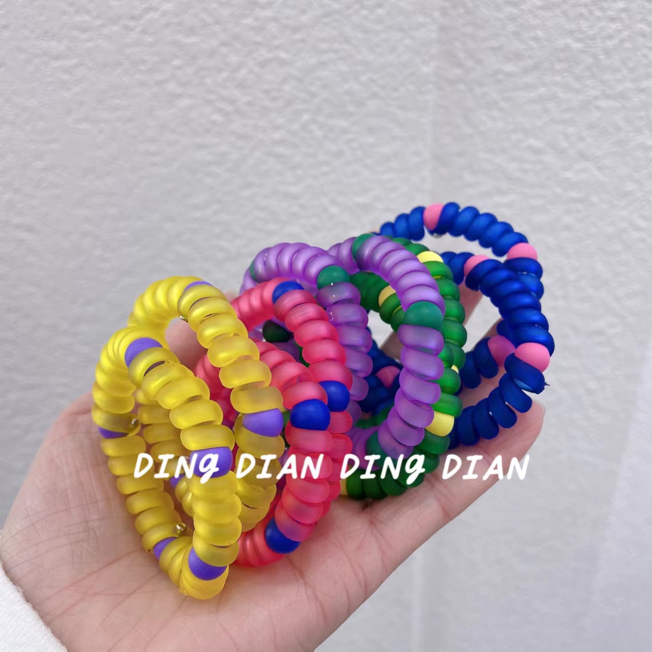 Dingdian No.1 Store's basic high-elasticity candy Korean-style phone cord tie hair band B20194 details Picture