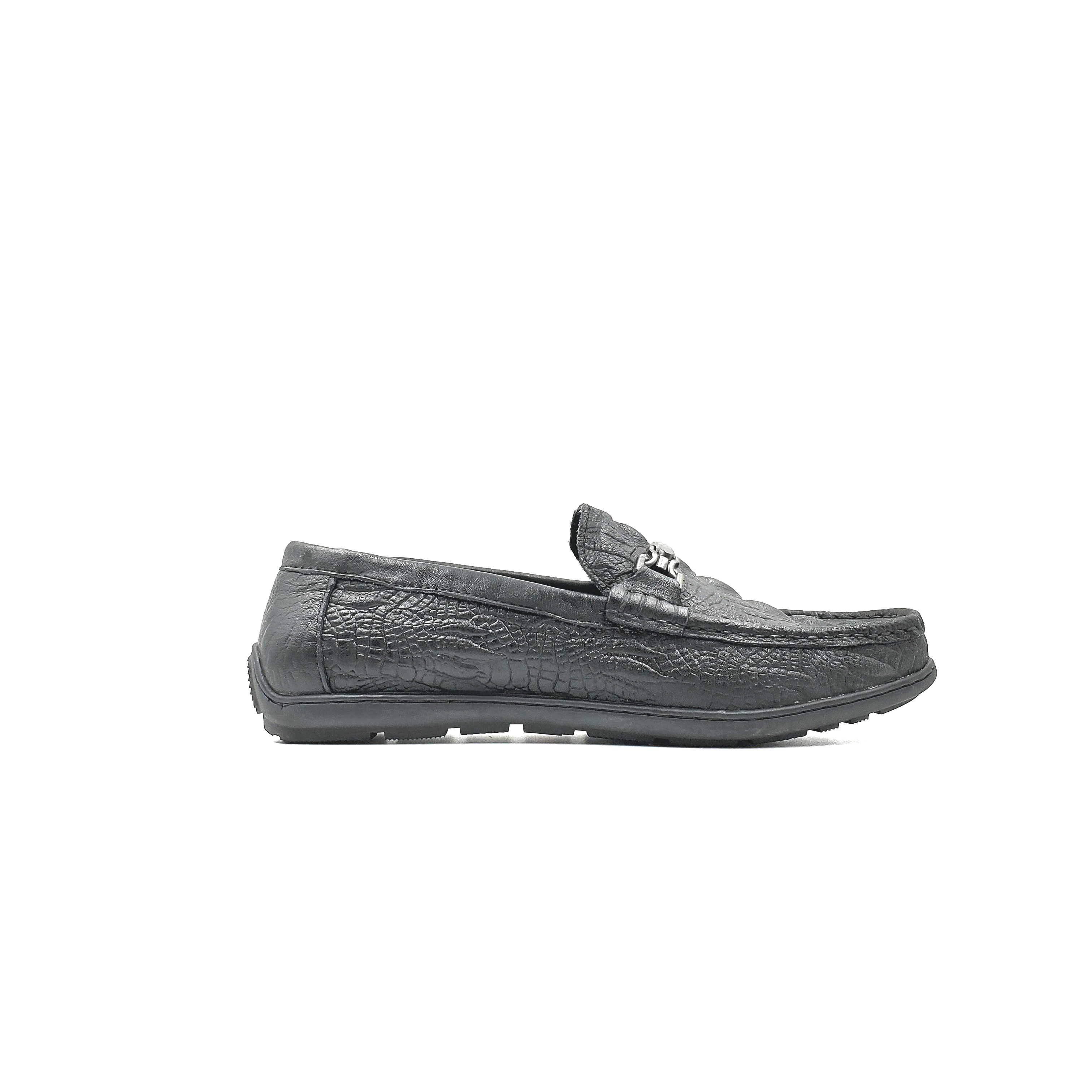 Men's crocodile-patterned casual shoes, trendy men's hooded leather shoes, black driving shoes, soft-soled genuine leather men's bean shoes