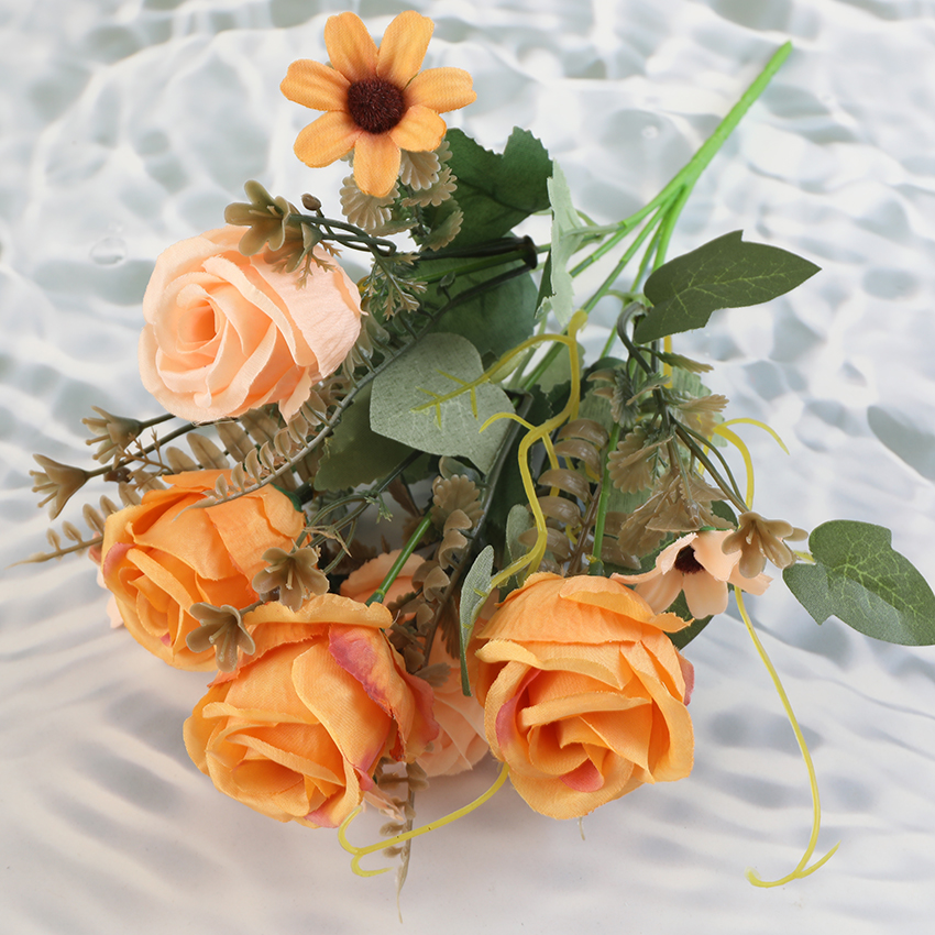 Cheap artificial five-headed rose home ornaments Specification image
