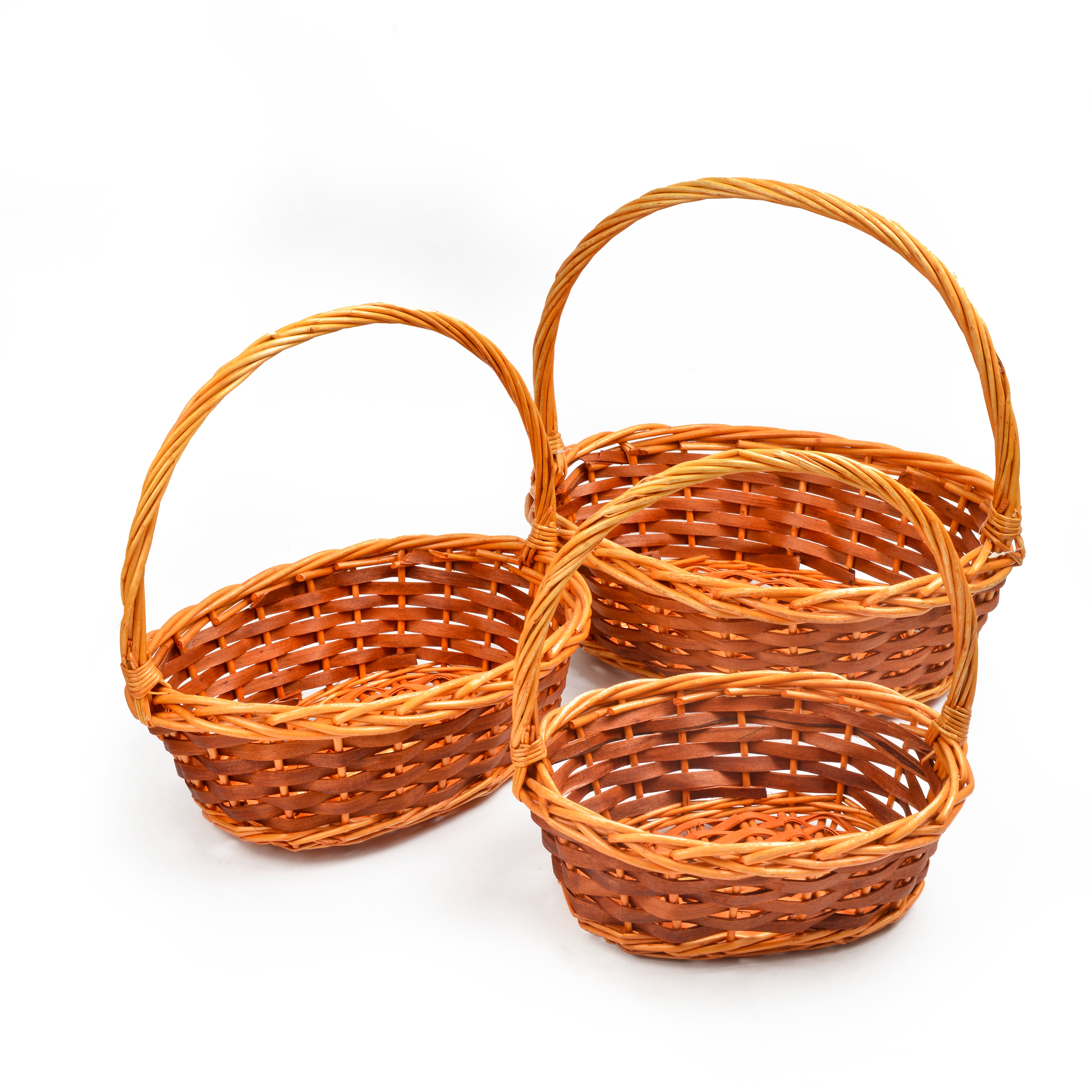 Rattan woven gift fruit basket, supermarket gift, willow woven basket, gift basket three-piece set, hand-held storage basket