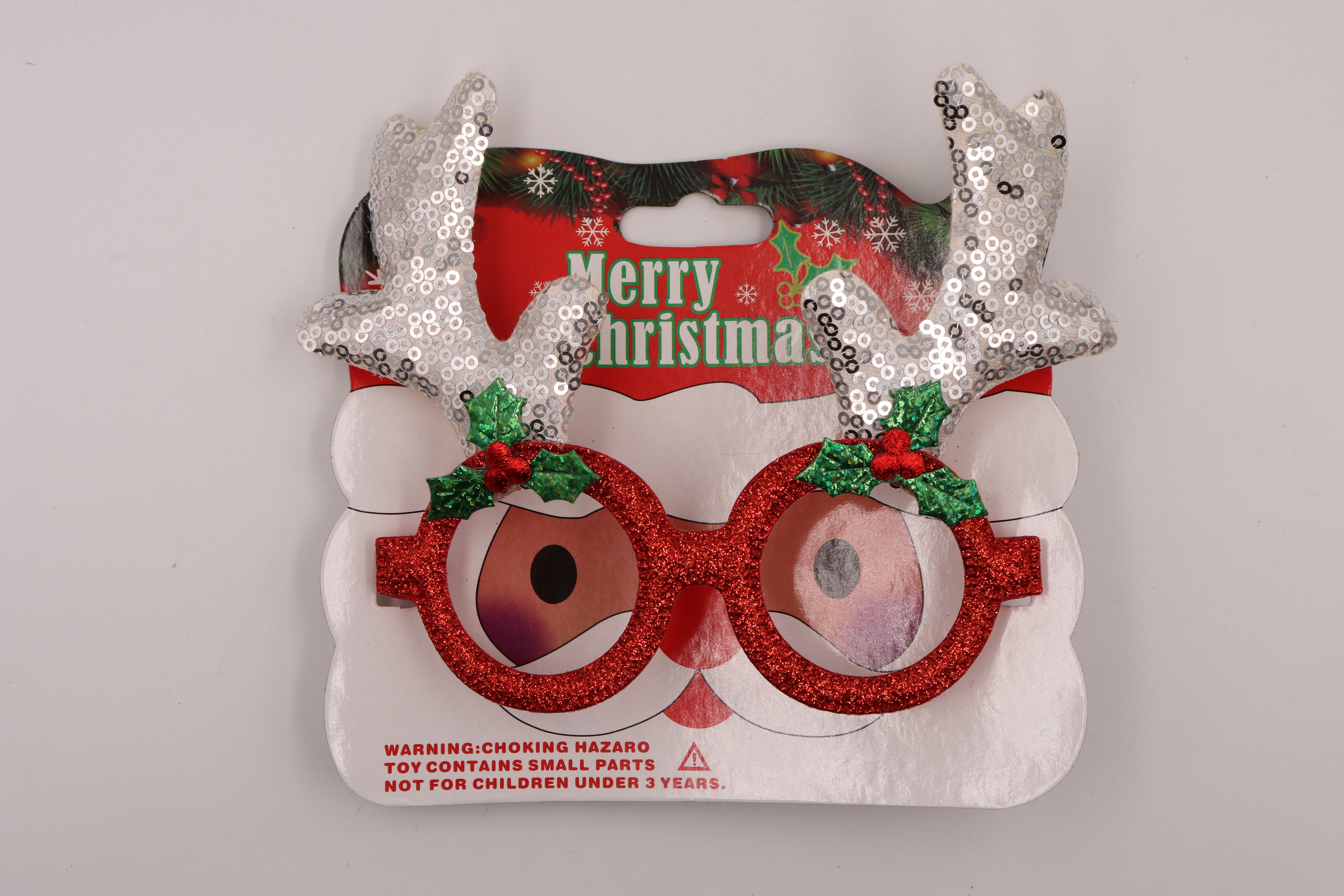 圣诞装饰眼镜圣诞鹿角眼镜圣诞装饰用品儿童眼镜小亮片大红鹿角眼镜详情图3