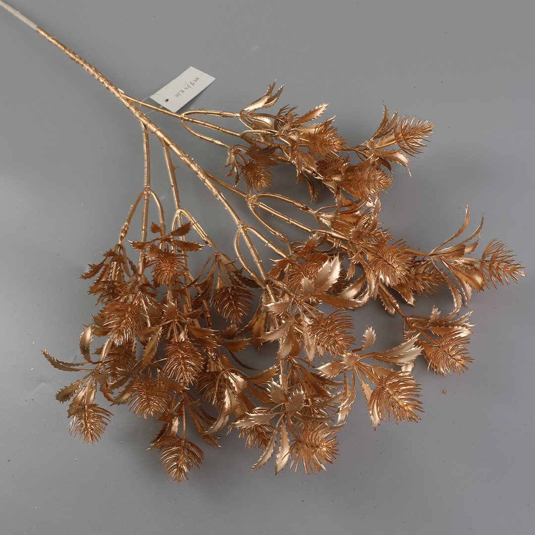 Artificial plant plastic golden leaf Christmas decorative flowers