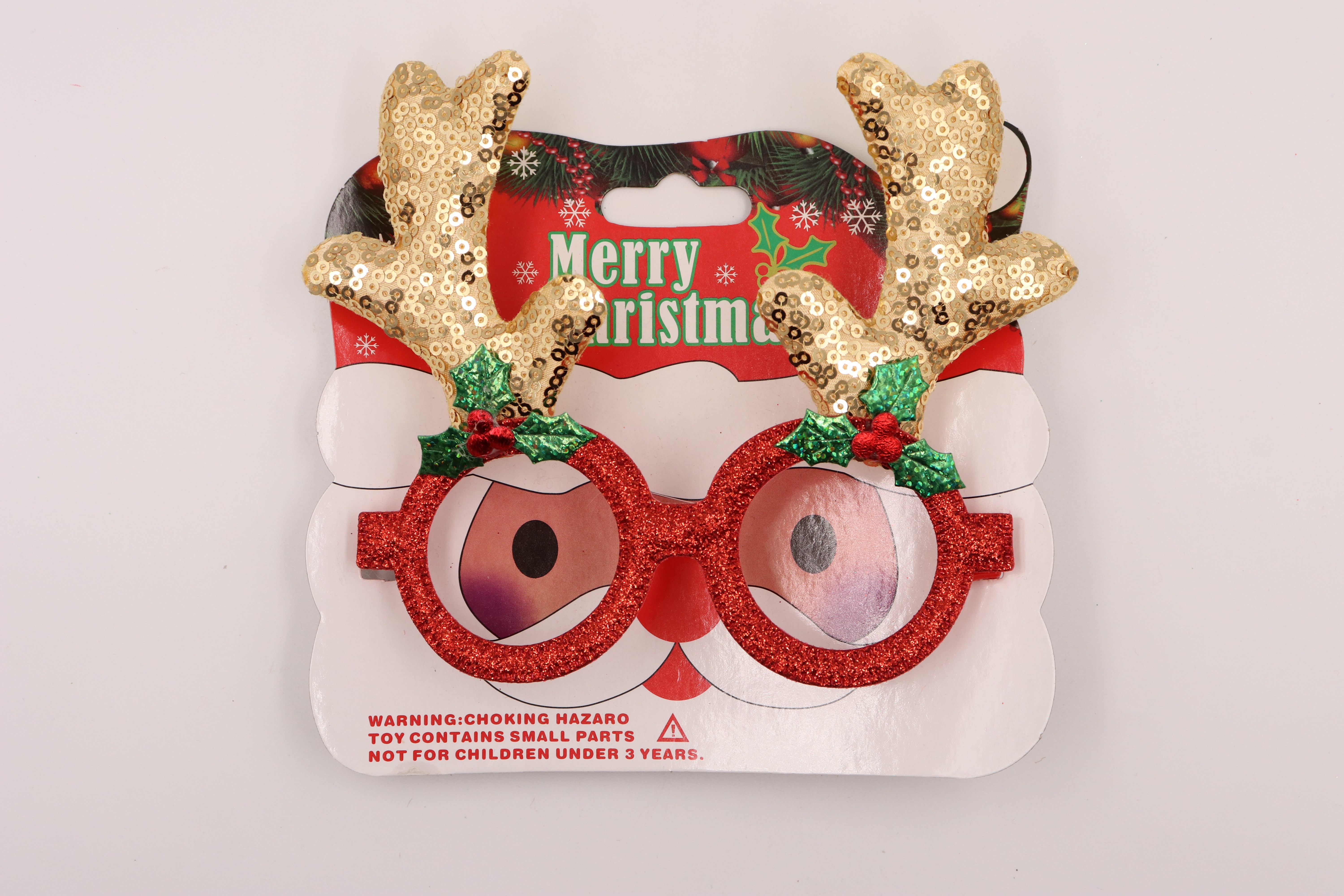 圣诞装饰眼镜圣诞鹿角眼镜圣诞装饰用品儿童眼镜小亮片大红鹿角眼镜详情图2