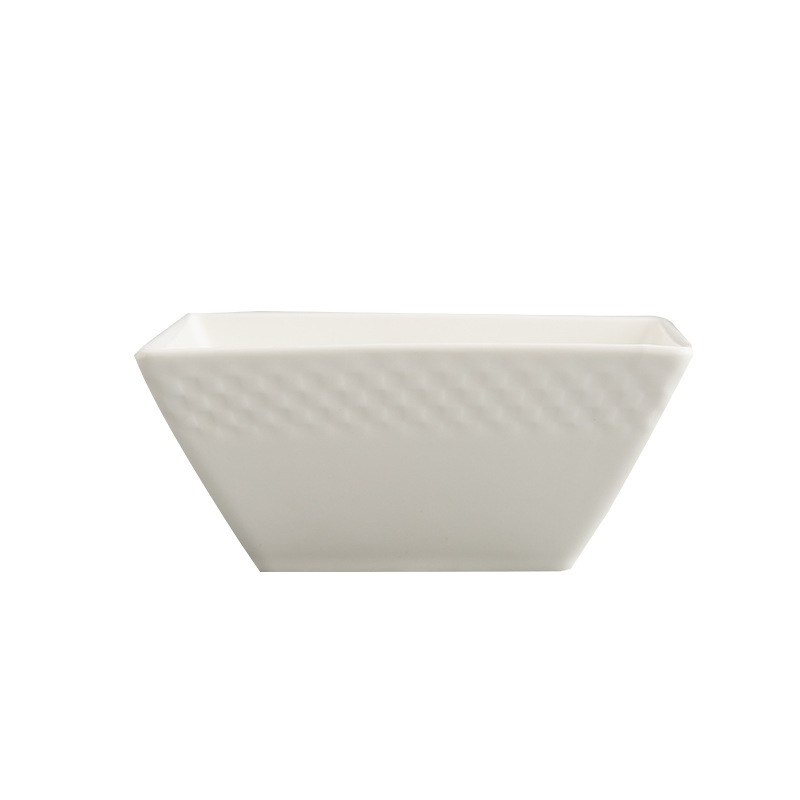 Square Chessboard Plate and Bowl Series Western Cuisine set: Steak plate, 6-inch ceramic salad bowl, rectangular pastry plate and tableware Item Picture