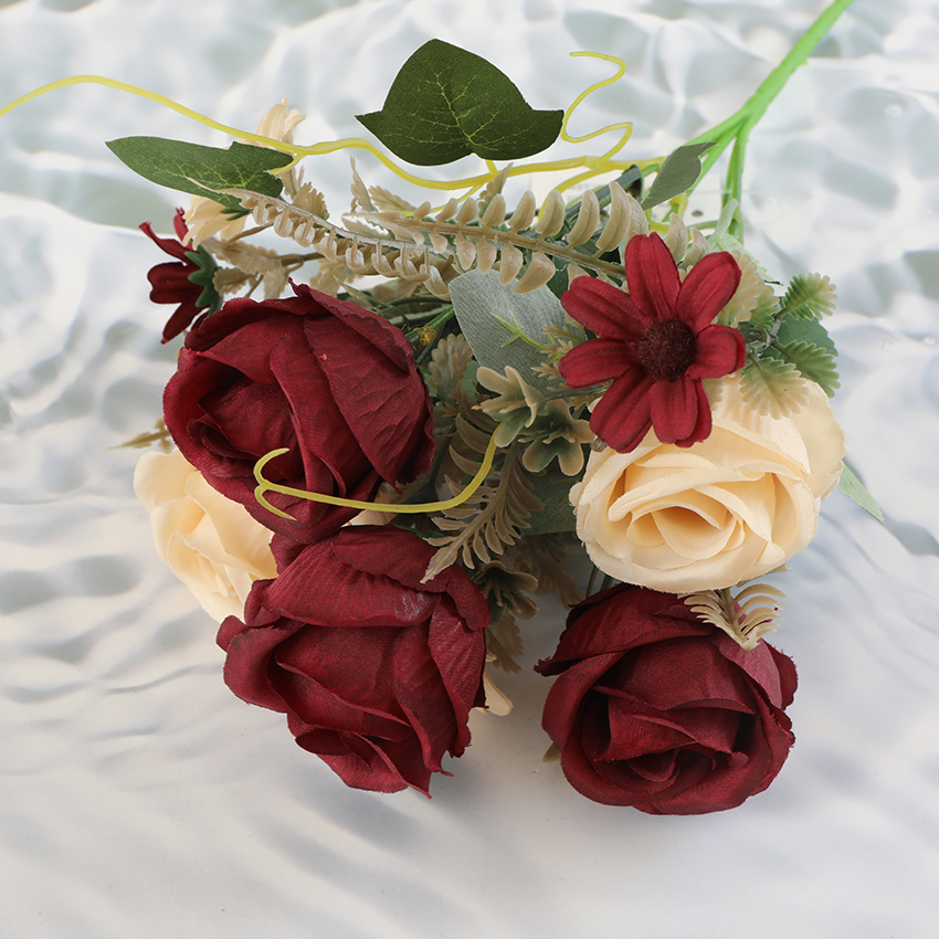 Cheap artificial five-headed rose home ornaments details Picture
