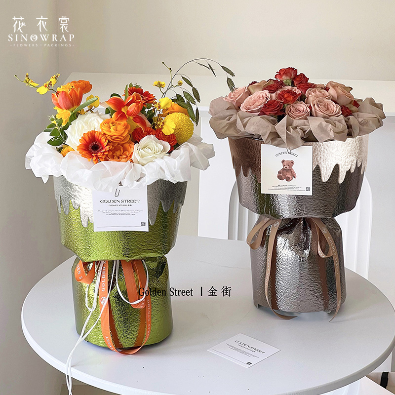 Flower dress, space cotton, aluminum-coated film with cotton, double glossy surface, fresh flower packaging material, bouquet packaging, DIY flower shop materials Specification image
