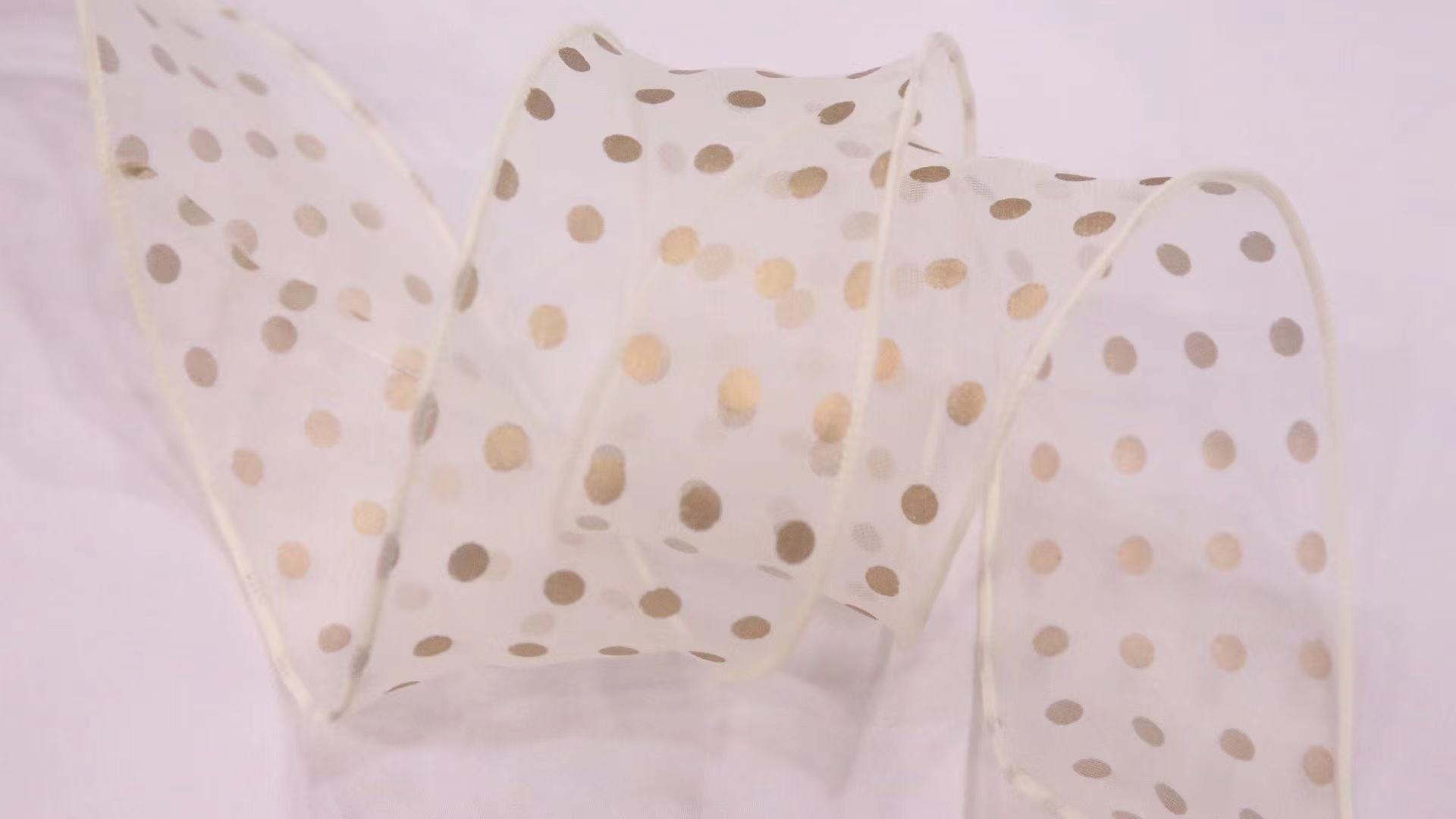 Direct sales from the manufacturer of matte and gold-dot gauze fabric lace ribbons from South Korea for export, 50Y details Picture