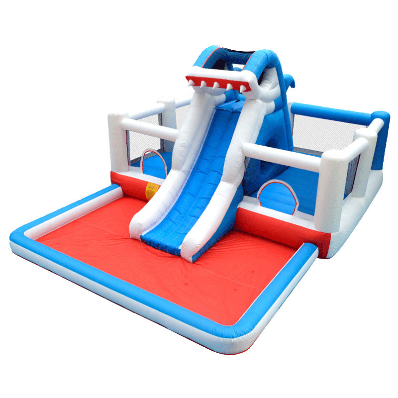 厂家直销充气玩具充气蹦床滑梯充气跳床充气城堡充气卡通充气牛津布鲨鱼滑梯型充气鲨鱼滑梯跳床淘气堡儿童乐园室外室内大型游乐场