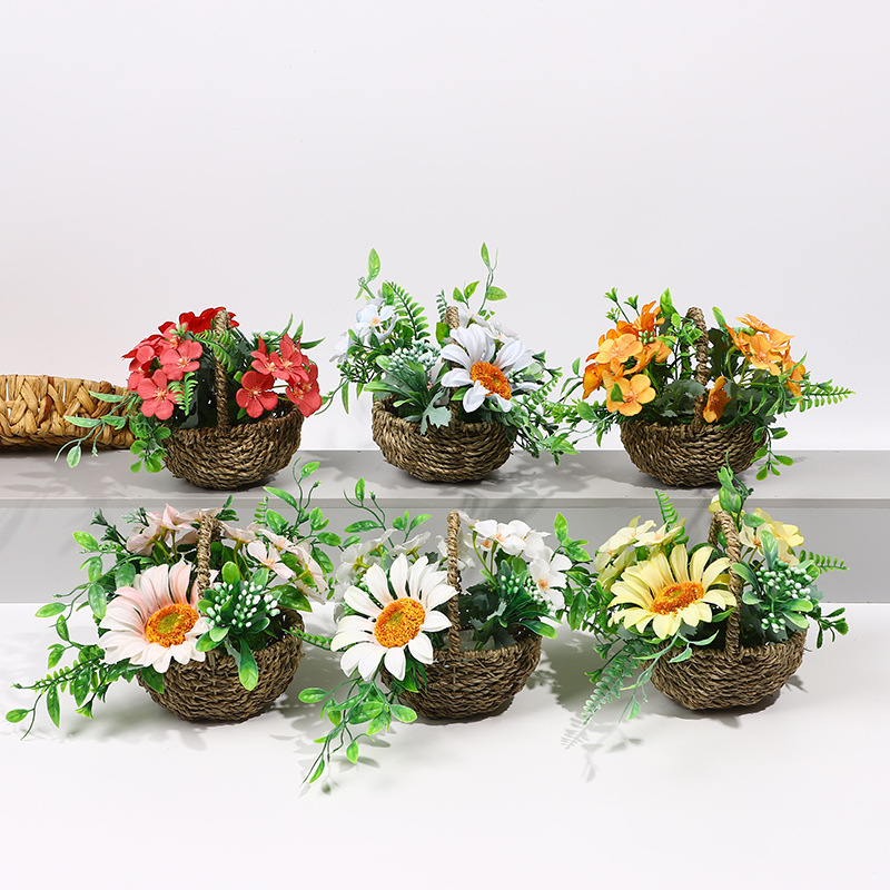 仿真花花篮盆景套装混搭插花花艺装饰品样板房家居摆件酒店软装装饰摆放摆件