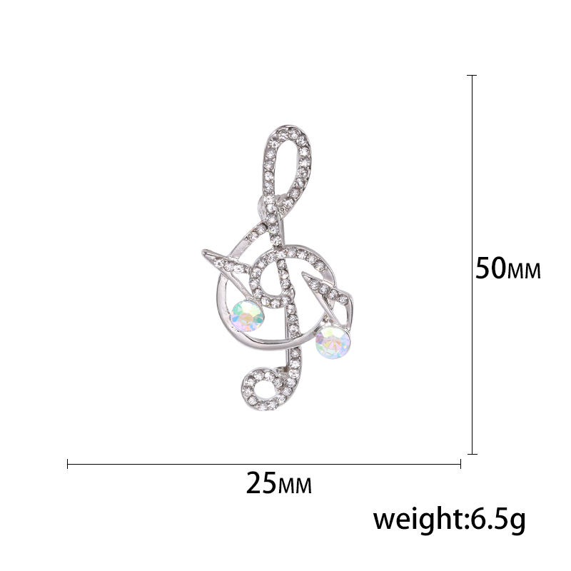 Factory direct sales of creative and light luxury Korean version new best-selling water diamond note brooches, light luxury creative retro brooches, simple and fashionable accessory pins in stock Application Scenario