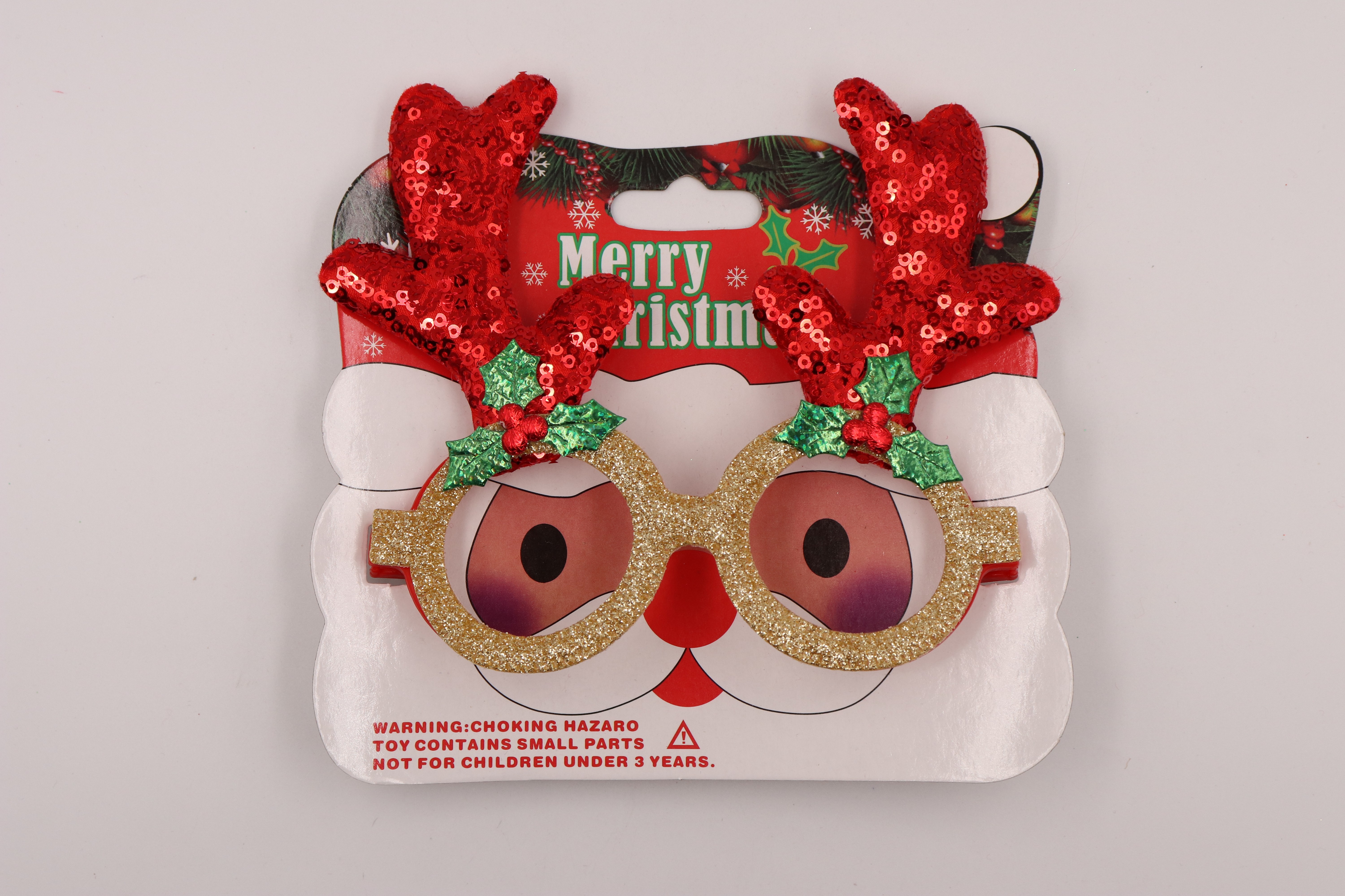 圣诞装饰眼镜圣诞鹿角眼镜圣诞装饰用品儿童眼镜小亮片大红鹿角眼镜详情图4