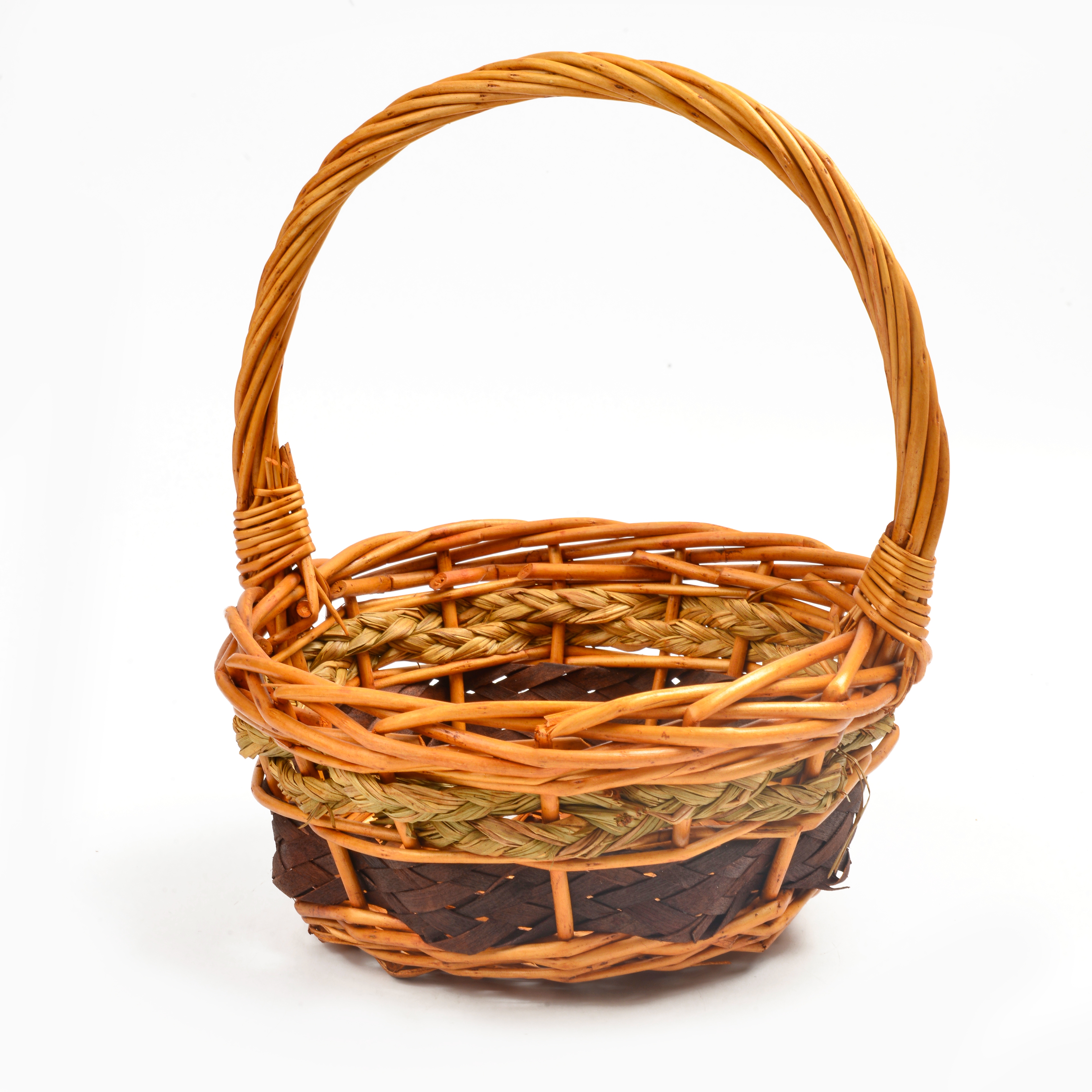Nordic-style wicker and rattan woven fruit basket, supermarket gift, wicker woven basket, gift basket, hand-held basket, three-piece set, storage basket Specification image
