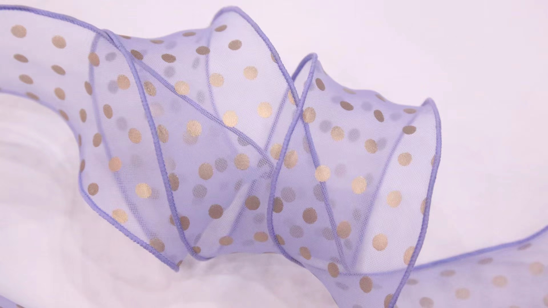 Direct sales from the manufacturer of matte and gold-dot gauze fabric lace ribbons from South Korea for export, 50Y Application Scenario