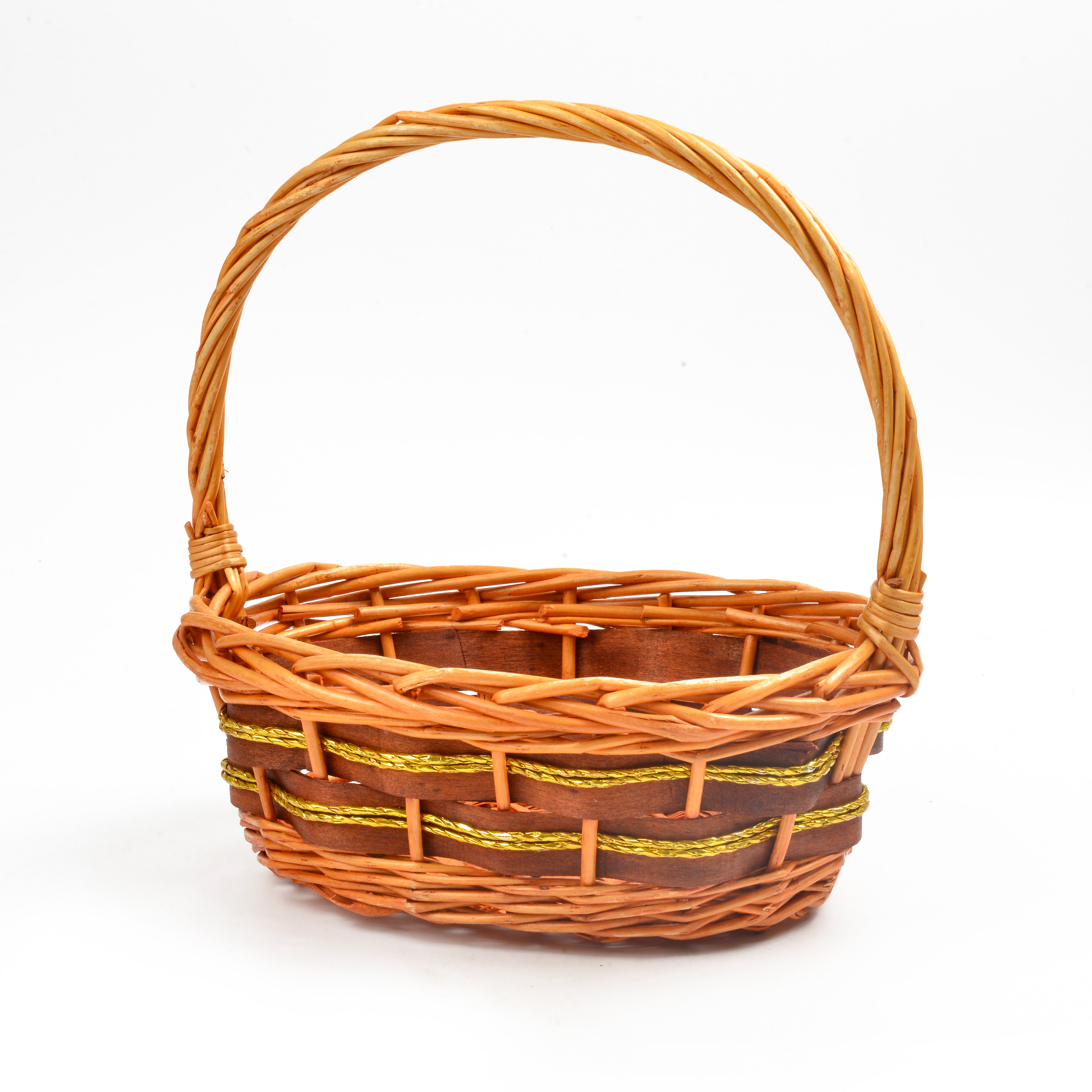 Willow and rattan woven fruit basket, supermarket gift, willow woven basket, gift basket, hand-held basket, three-piece set, storage basket Specification image