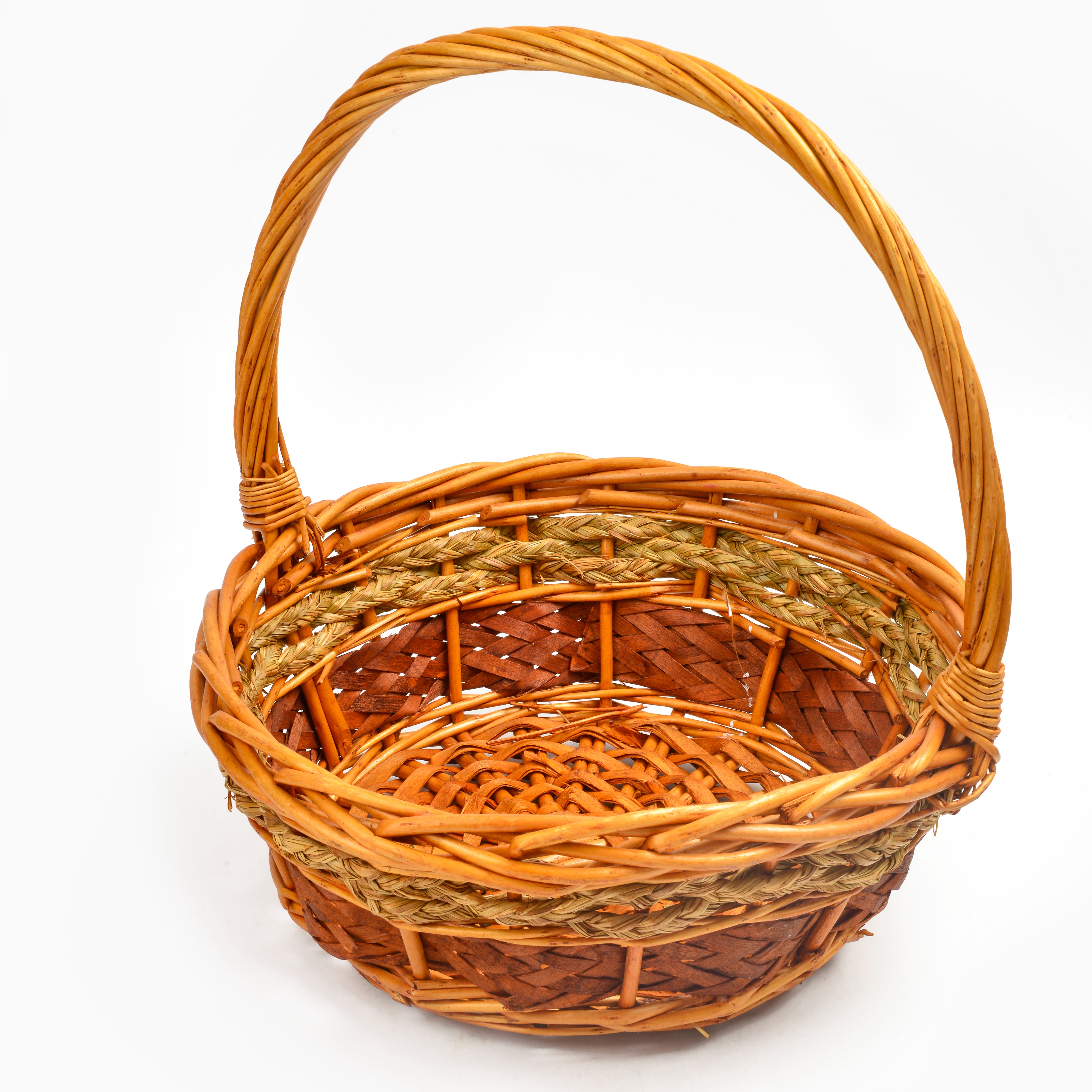 Nordic-style wicker and rattan woven fruit basket, supermarket gift, wicker woven basket, gift basket, hand-held basket, three-piece set, storage basket details Picture