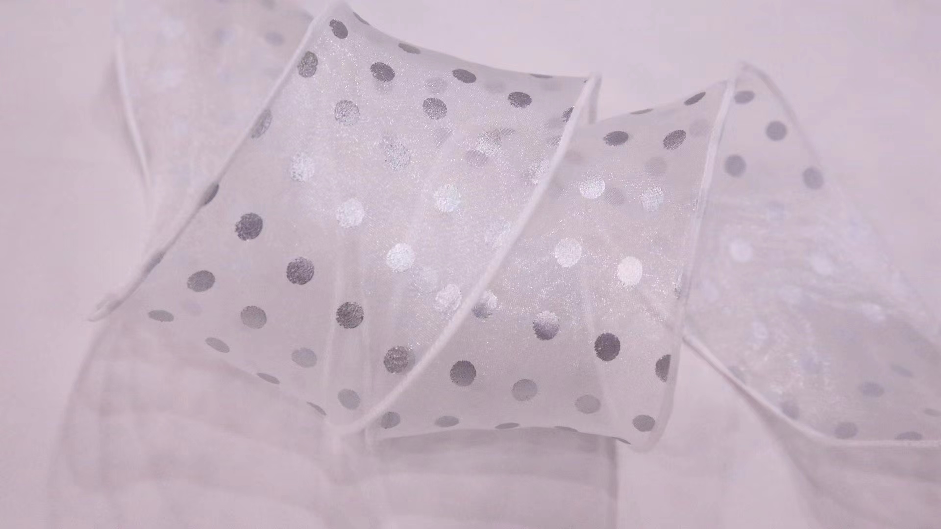 Direct sales from the manufacturer of matte and gold-dot gauze fabric lace ribbons from South Korea for export, 50Y Specification image