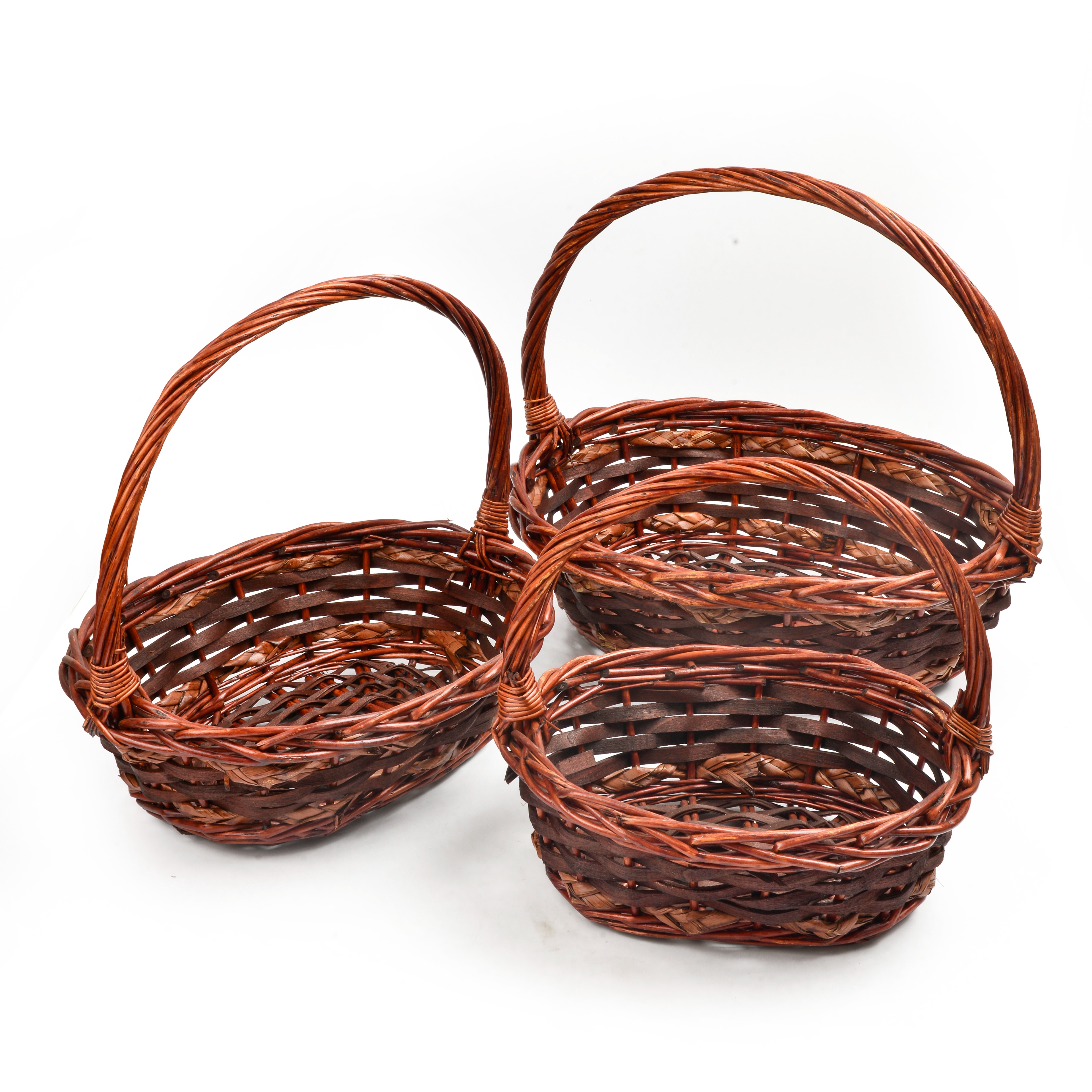 Willow and rattan woven gift fruit basket, supermarket gift, willow woven basket, gift basket, hand-held three-piece set, storage basket