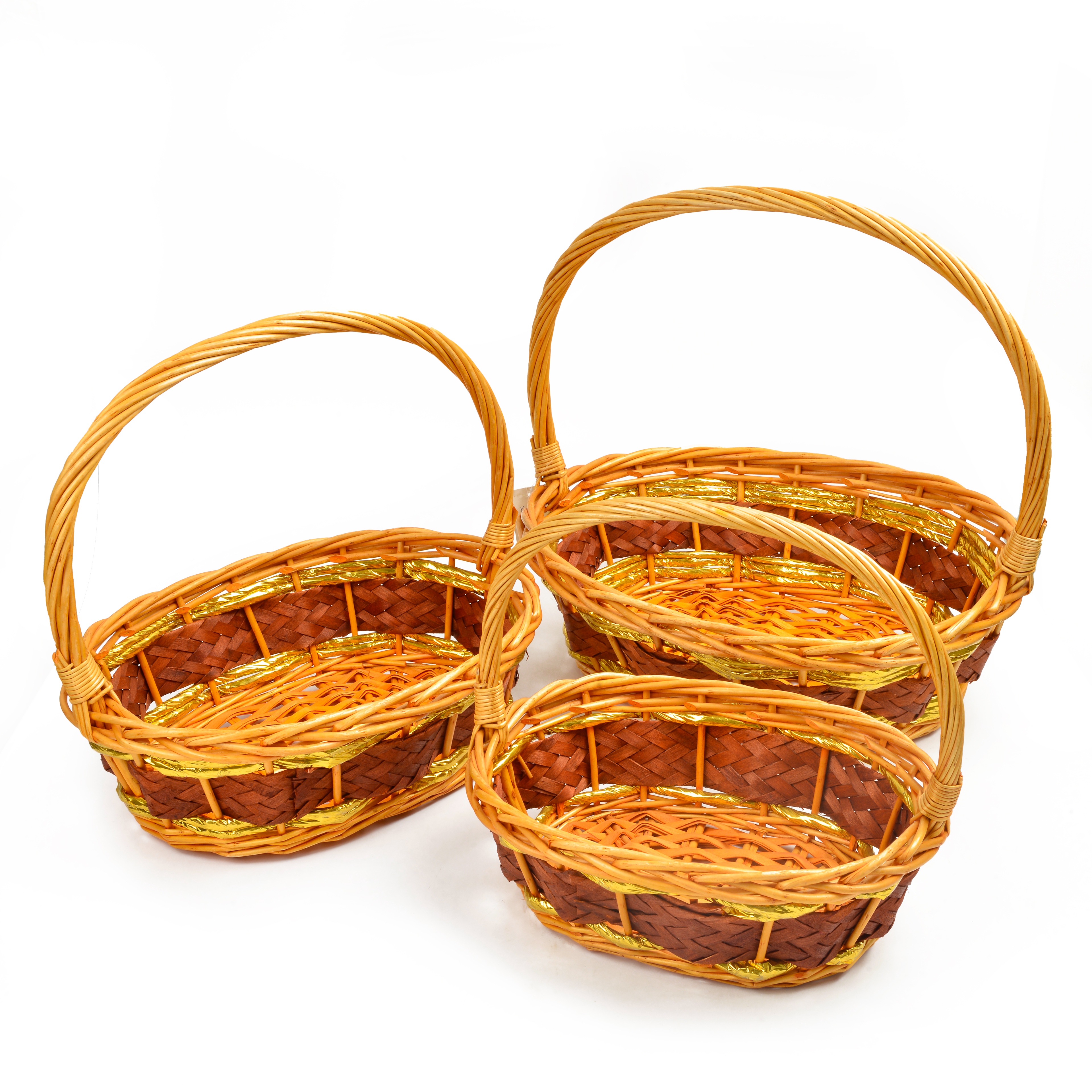 Wholesale wicker gift fruit baskets, supermarket gifts, wicker baskets, gift baskets, three-piece sets, hand-held storage baskets