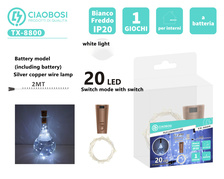 CIAOBOSI 乔泊斯20L瓶塞铜丝灯 灯距10CM，(含电池) 银线 白光 CON CONTROLLER GIOCH