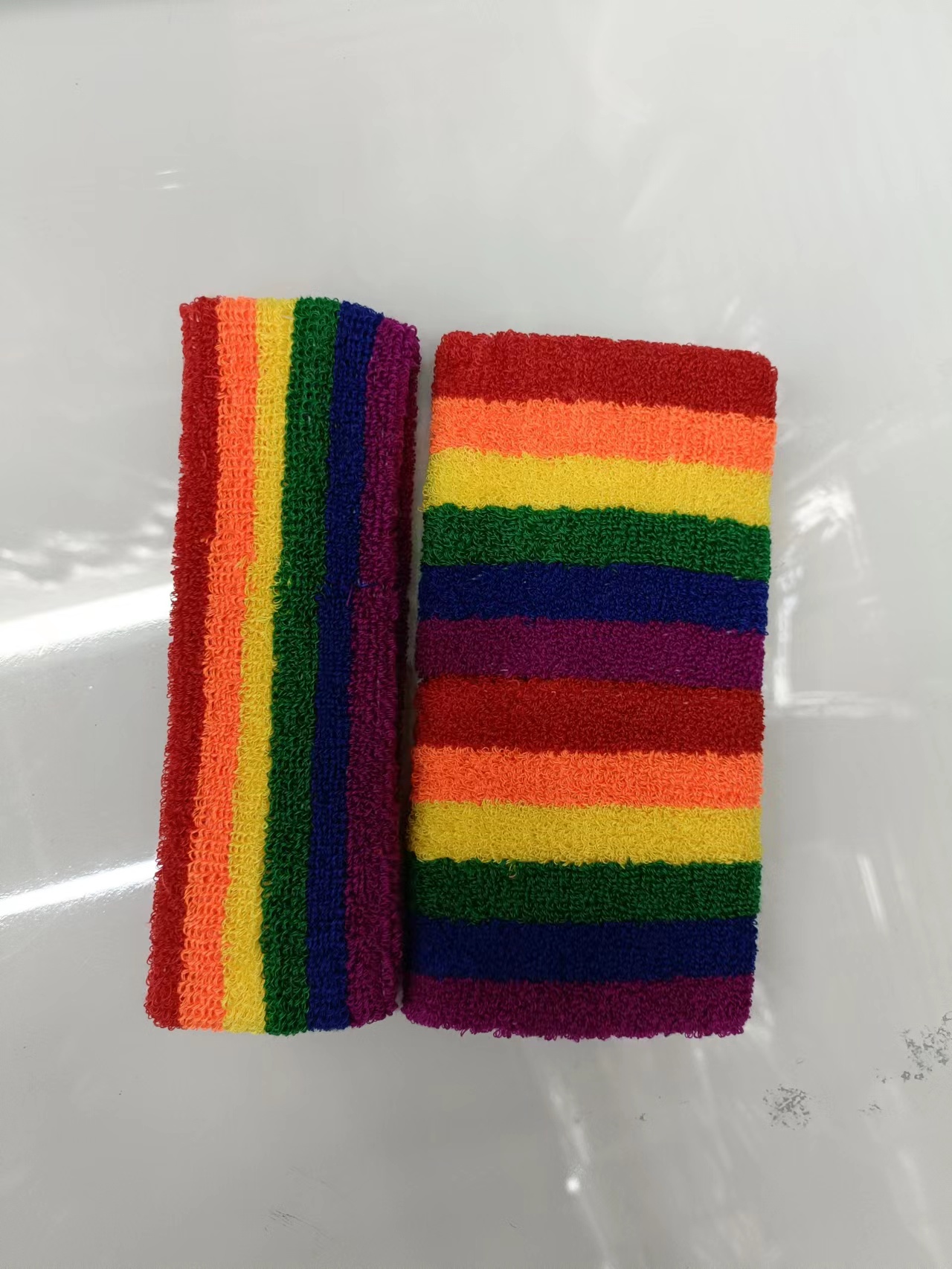 Rainbow sports headband + wrist protection cotton sweat-absorbing towel, fashionable and trendy, for fitness, running, wiping sweat and keeping warm