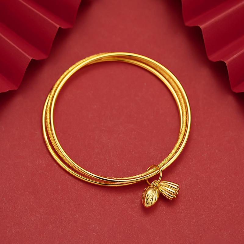 The three-ring bracelet of the same style as Douyin and Xiaohongshu is sweet and cute. The lotus pod flower bracelet of "Three Lives and Three Worlds" is a novel accessory sold directly by the Jinnu factory in Nansha, Vietnam Specification image