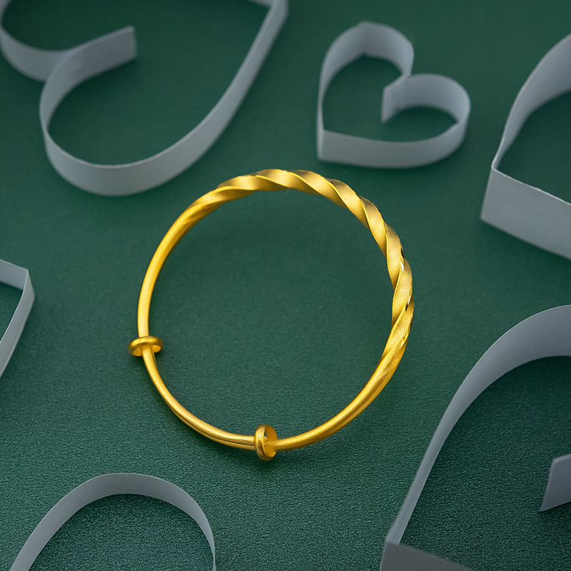 Pure copper plated with 18k gold twisted pattern bracelet, Yue Nan Nan Gold Bride wedding twisted twist sliding bracelet, wholesale factory direct sales, novel jewelry Specification image