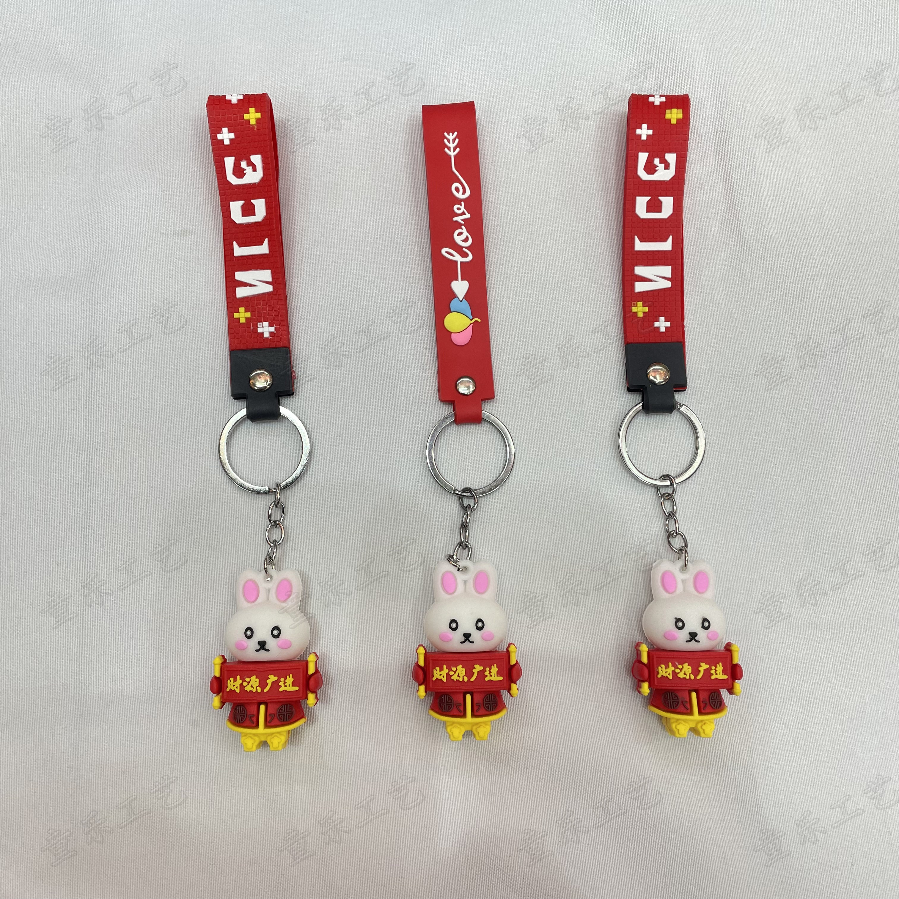 Creative Cartoon soft rubber keychain for the Year of the Rabbit: A series of pendants featuring abundant wealth in the Year of the Rabbit