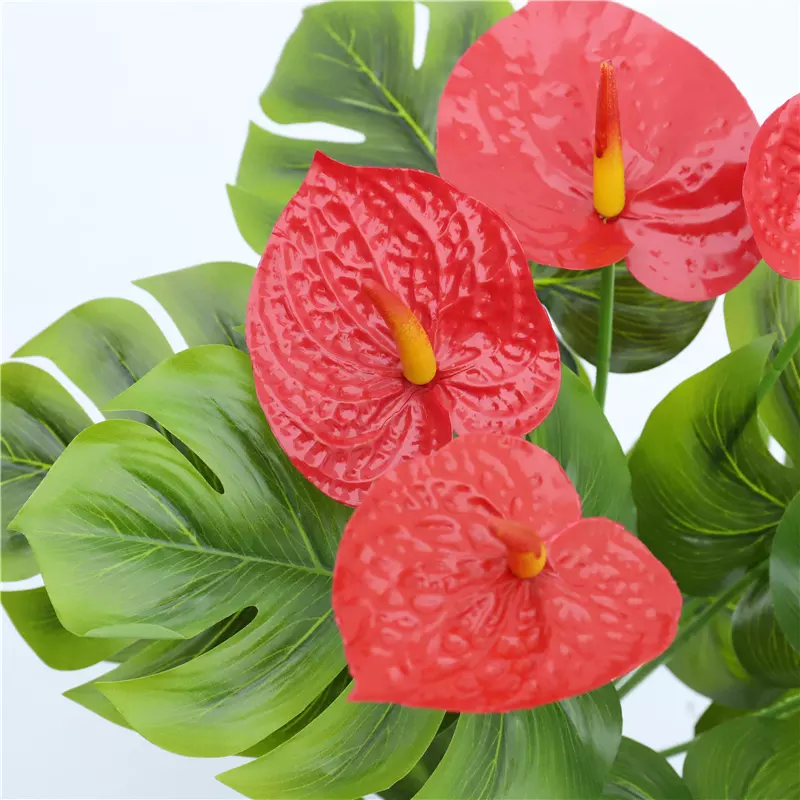 仿真植物大型绿叶18头红掌龟贝叶北欧风创意绿植盆栽居家摆件装饰详情图3