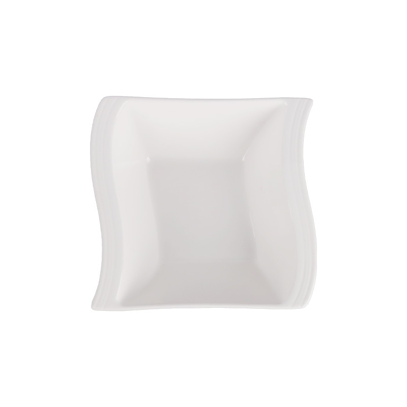 Export ceramic tableware, salad bowls, Western plates, soup plates, wavy pattern series, hotel tableware, pure white creative factory price Item Picture